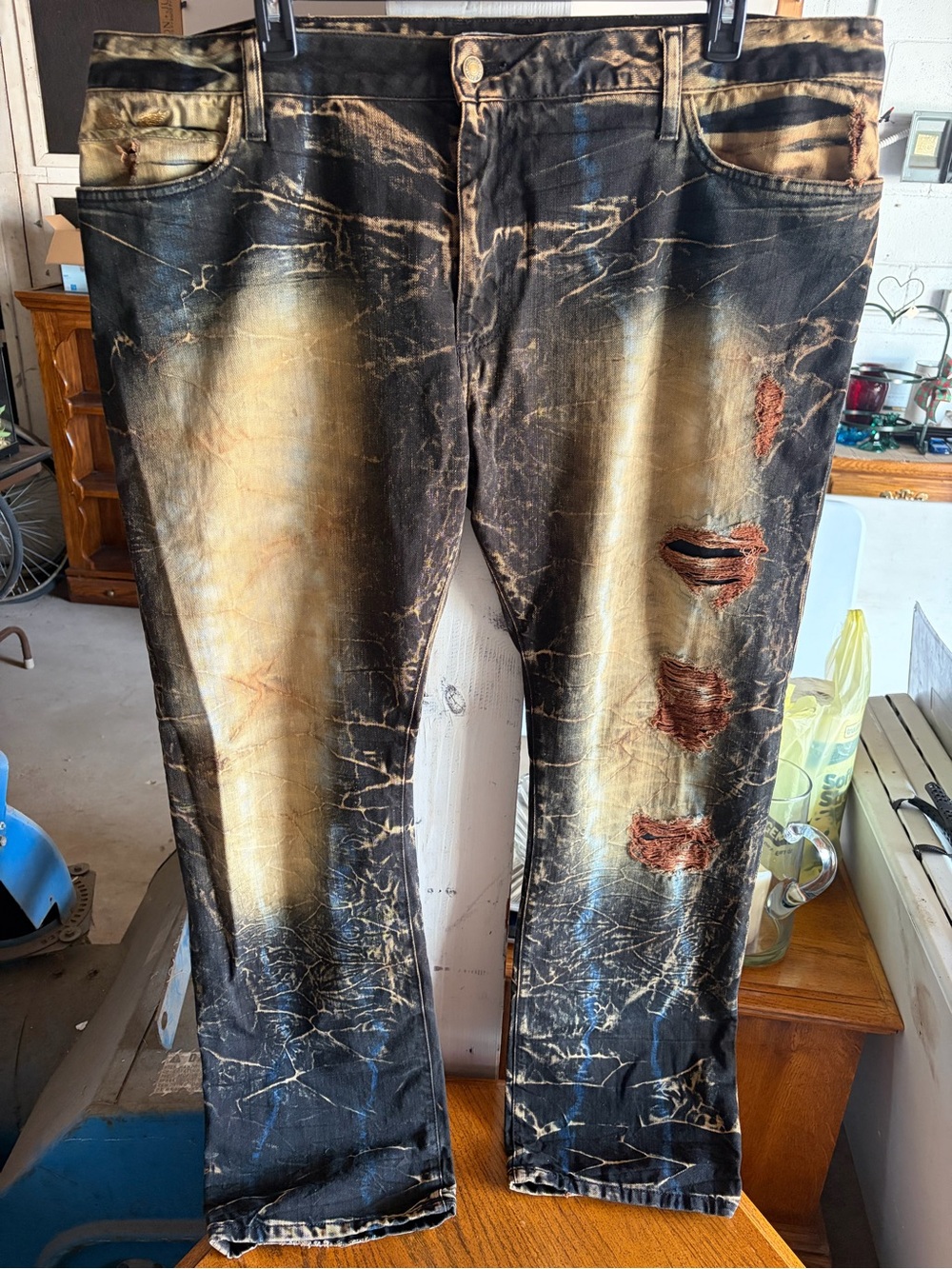Robin's Jean Black and Gold Washed Straight Jeans